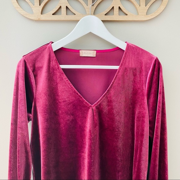 Altar'd State Long Sleeve Velvet Top Red Sz Small - Picture 2 of 10